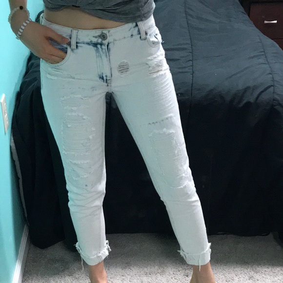 cute light ripped jeans